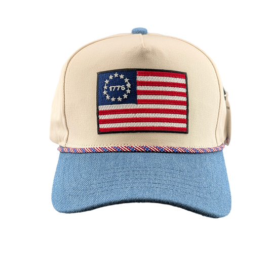 1776 Betsy Ross Flag Hat with Denim Brim