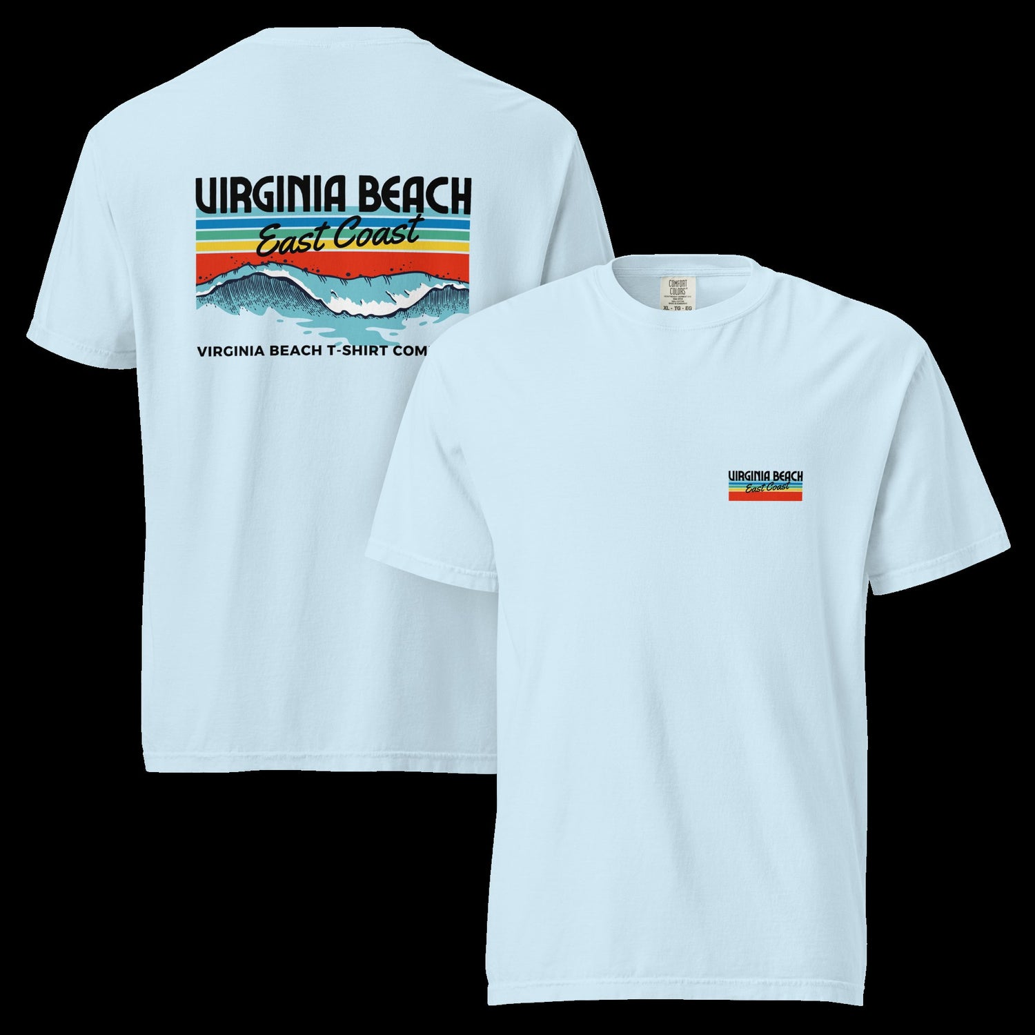 Chambray T-Shirt with Colorful East Coast Virginia Beach Graphic