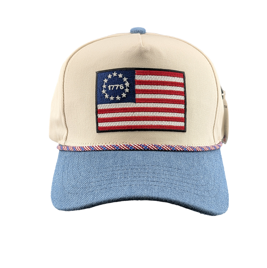 1776 Betsy Ross Flag Hat with Denim Brim