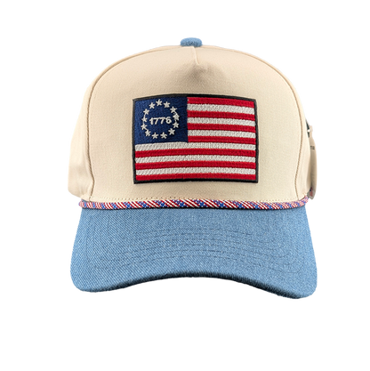 1776 Betsy Ross Flag Hat with Denim Brim