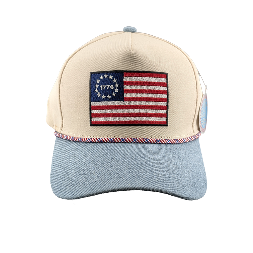 1776 Betsy Ross Flag Hat with Denim Brim