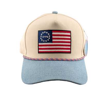 1776 Betsy Ross Flag Hat with Denim Brim