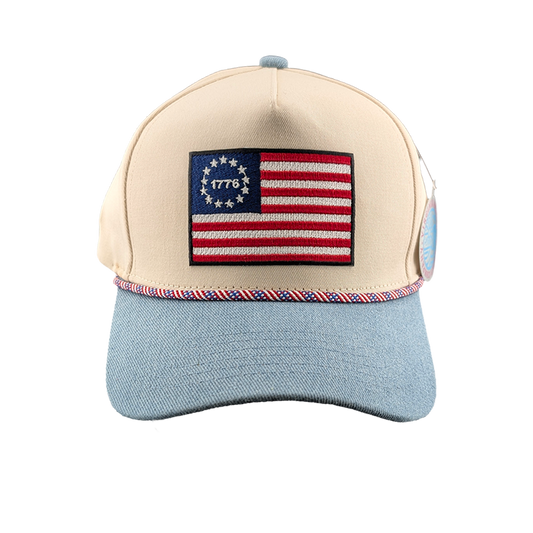 1776 Betsy Ross Flag Hat with Denim Brim