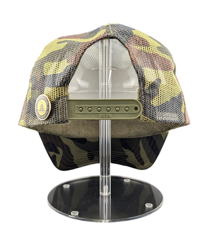 Don't Tread On Me Camo Trucker Patch Hat with Gadsden Pin