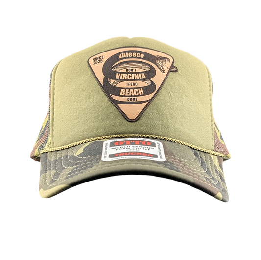 Don't Tread On Me Camo Trucker Patch Hat with Gadsden Pin