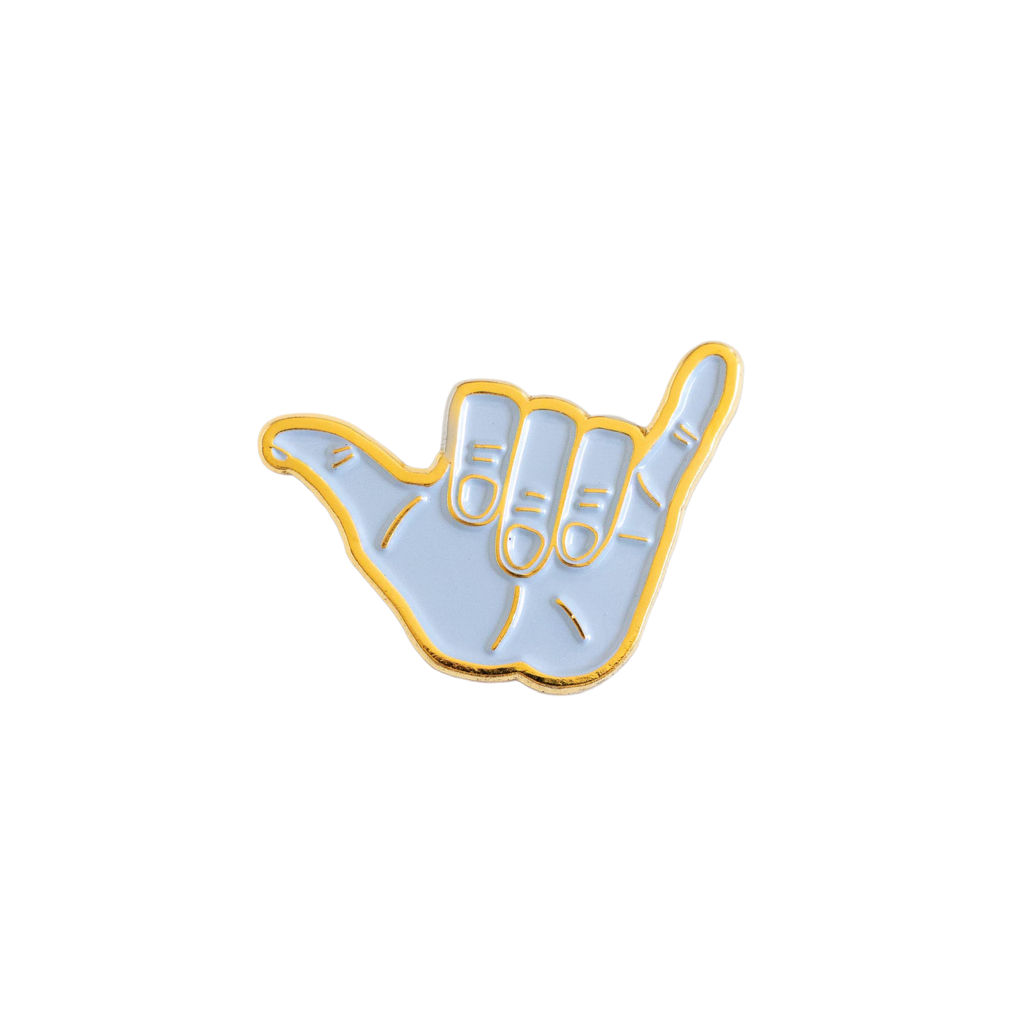 Hang Loose Hand Enamel Pin - Metallic Gold - Shaka Sign