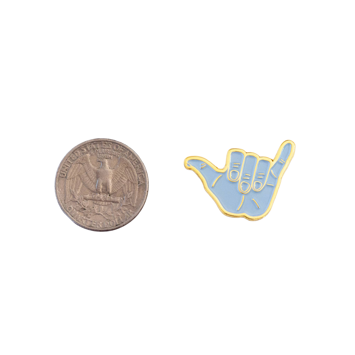 Hang Loose Hand Enamel Pin - Metallic Gold - Shaka Sign