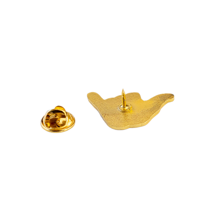 Hang Loose Hand Enamel Pin - Metallic Gold - Shaka Sign