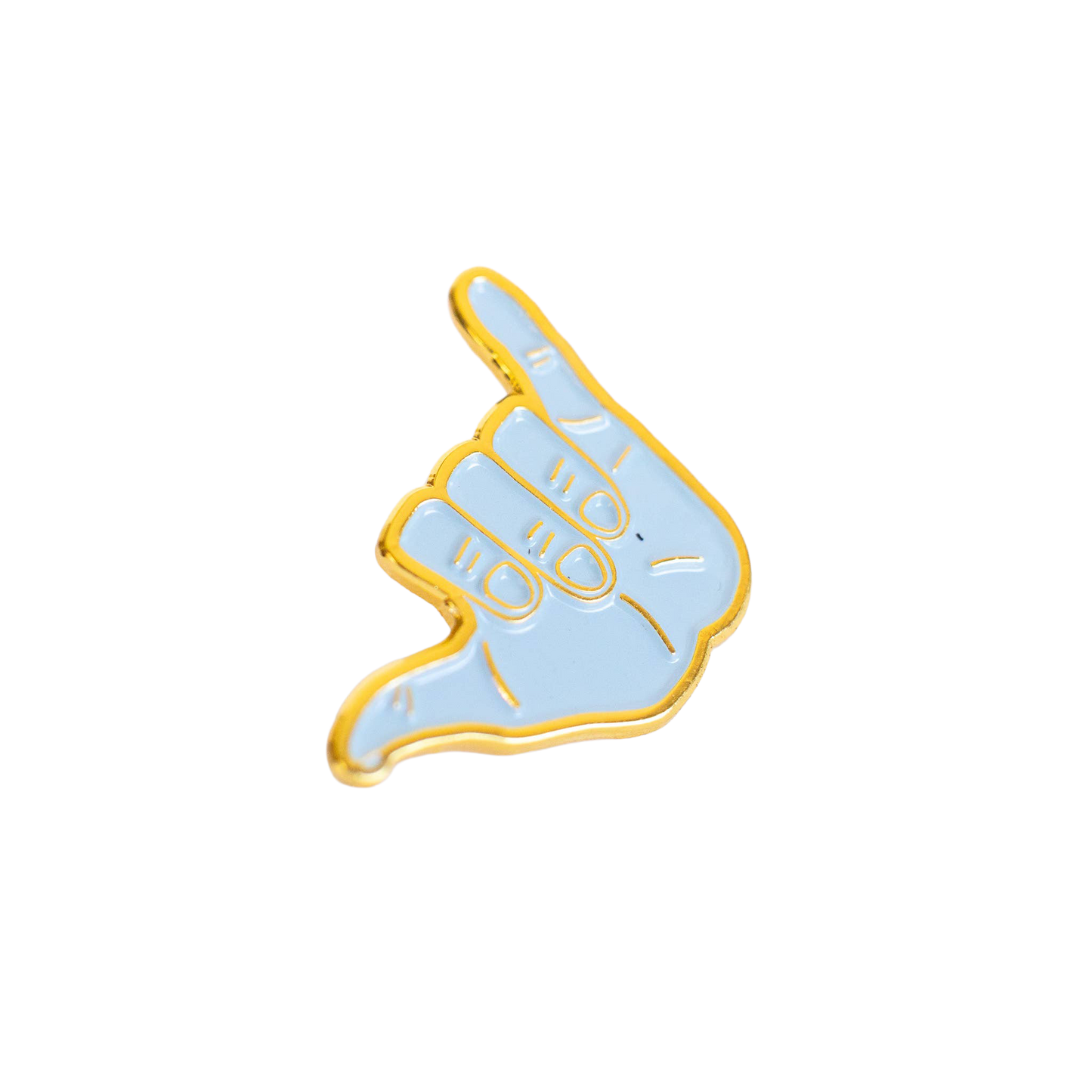 Hang Loose Hand Enamel Pin - Metallic Gold - Shaka Sign