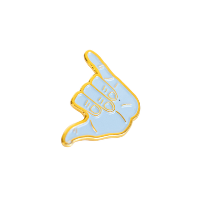 Hang Loose Hand Enamel Pin - Metallic Gold - Shaka Sign