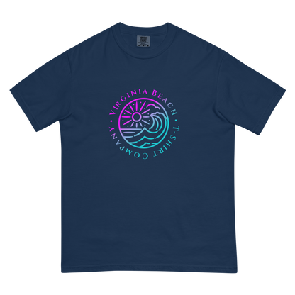 VBTeeCo - Logo T-Shirt - Navy comfort colors tee with pink to blue gradient VBTeeCo logo design