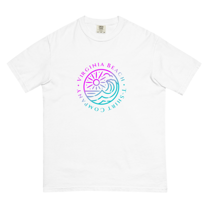 VBTeeCo - Logo T-Shirt - White comfort colors tee with pink to blue gradient VBTeeCo logo design