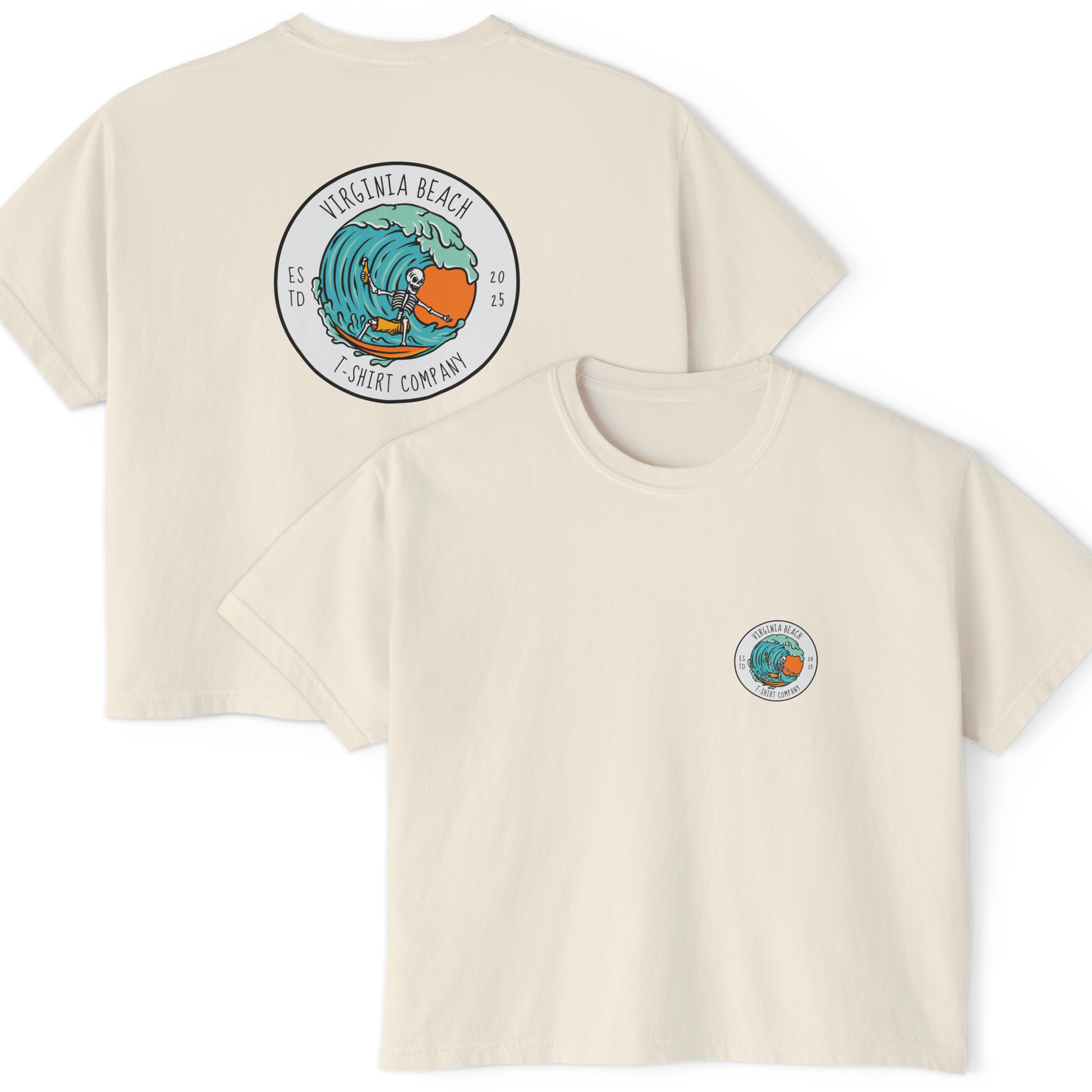 VBTeeCo - Surfing Bones Women's Crop Top - women's beach shirts